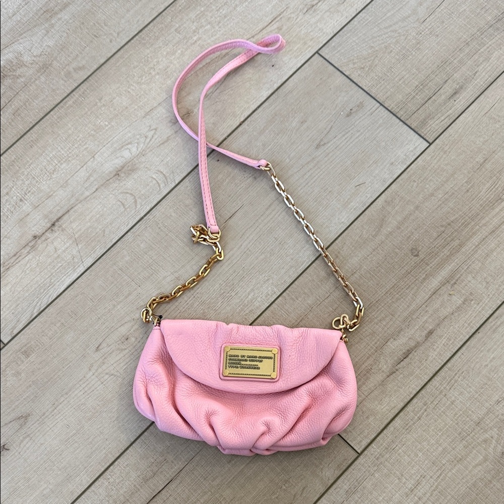 Marc by Marc Jacobs Pink Pebbled Leather Chain Strap Crossbody